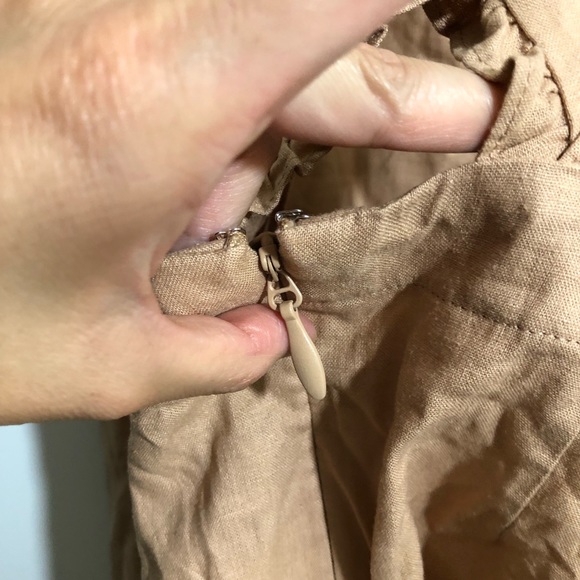 NWT Topshop Linen Jumper Mini Dress Tan 2 - Picture 6 of 9